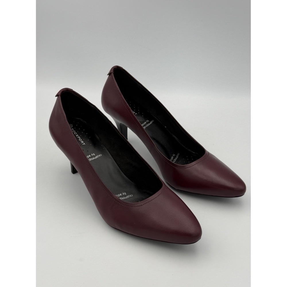 Rockport Total Motion Burgundy Leather Kitten Heel Pumps Women's 8.5 Adiprene